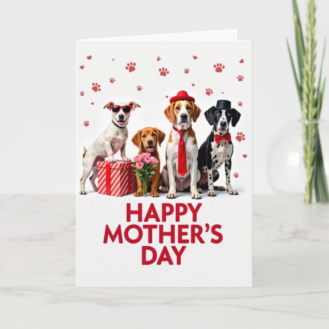 Dogs Mothers Day Illustration Card (Front)
