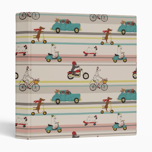 Dogs Moving in Vehicles Pattern 3 Ring Binder