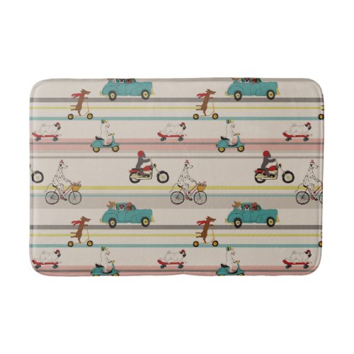 Dogs Moving in Vehicles Pattern Bath Mat