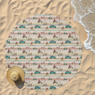 Dogs Moving in Vehicles Pattern Beach Towel