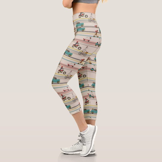 Dogs Moving in Vehicles Pattern Capri Leggings (Left)