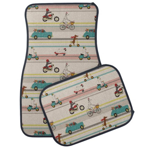 Dogs Moving in Vehicles Pattern Car Floor Mat