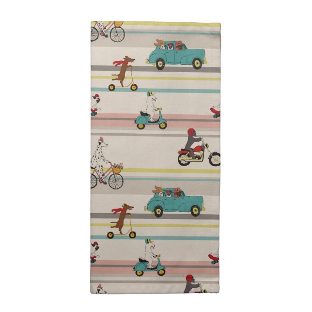 Dogs Moving in Vehicles Pattern Cloth Napkin (Half Fold)
