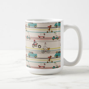 Dogs Moving in Vehicles Pattern Coffee Mug