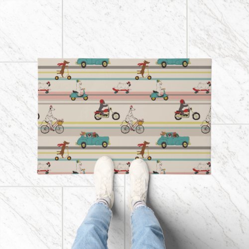 Dogs Moving in Vehicles Pattern Doormat