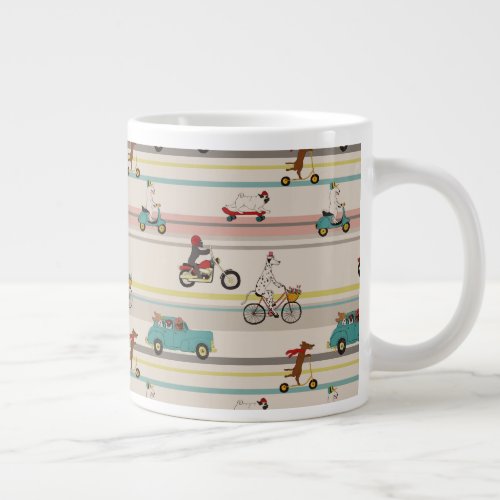 Dogs Moving in Vehicles Pattern Giant Coffee Mug