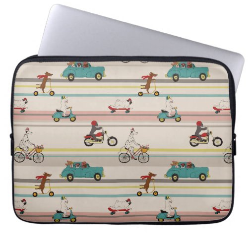Dogs Moving in Vehicles Pattern Laptop Sleeve