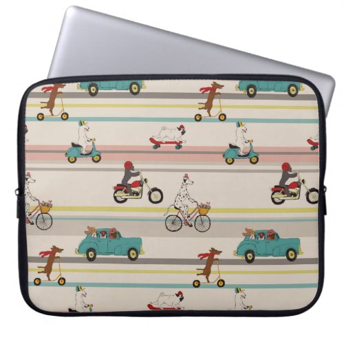 Dogs Moving in Vehicles Pattern Laptop Sleeve