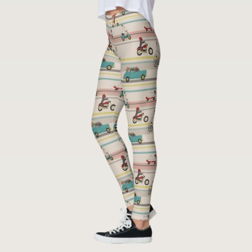 Dogs Moving in Vehicles Pattern Leggings