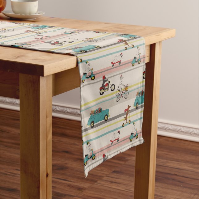 Dogs Moving in Vehicles Pattern Medium Table Runner (In Situ)