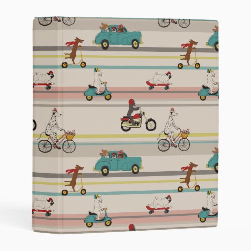 Dogs Moving in Vehicles Pattern Mini Binder