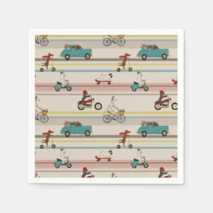 Dogs Moving in Vehicles Pattern Napkins