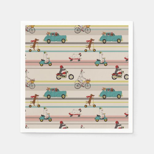 Dogs Moving in Vehicles Pattern Napkins