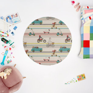 Dogs Moving in Vehicles Pattern Outdoor Rug