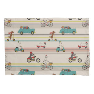 Dogs Moving in Vehicles Pattern Pillow Case