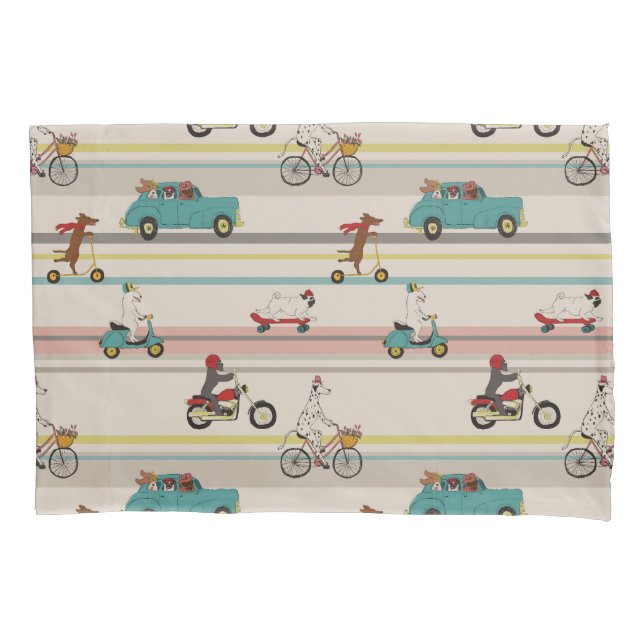 Dogs Moving in Vehicles Pattern Pillow Case (Front-Left)