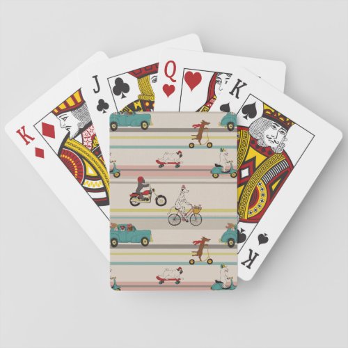 Dogs Moving in Vehicles Pattern Poker Cards