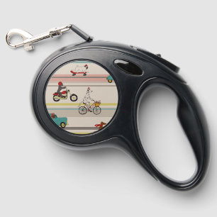 Dogs Moving in Vehicles Pattern Retractable Pet Leash