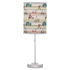 Dogs Moving in Vehicles Pattern Table Lamp
