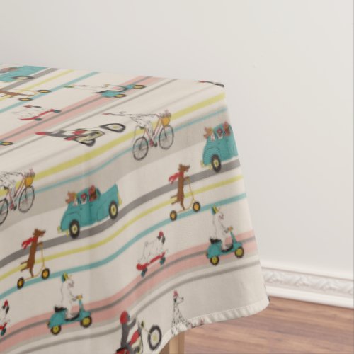 Dogs Moving in Vehicles Pattern Tablecloth