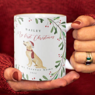 Dog's My First Christmas Photo and Name Coffee Mug