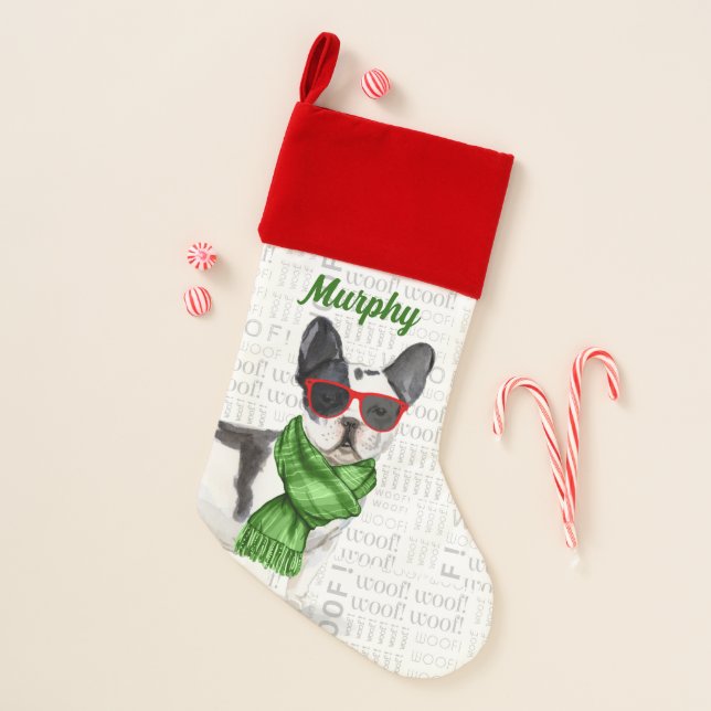 Dog's Name Boston Terrier Christmas Christmas Stocking (Front)