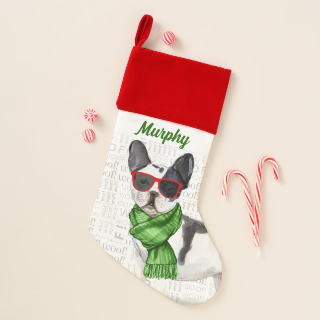 Dog's Name Boston Terrier Christmas Christmas Stocking (Front)