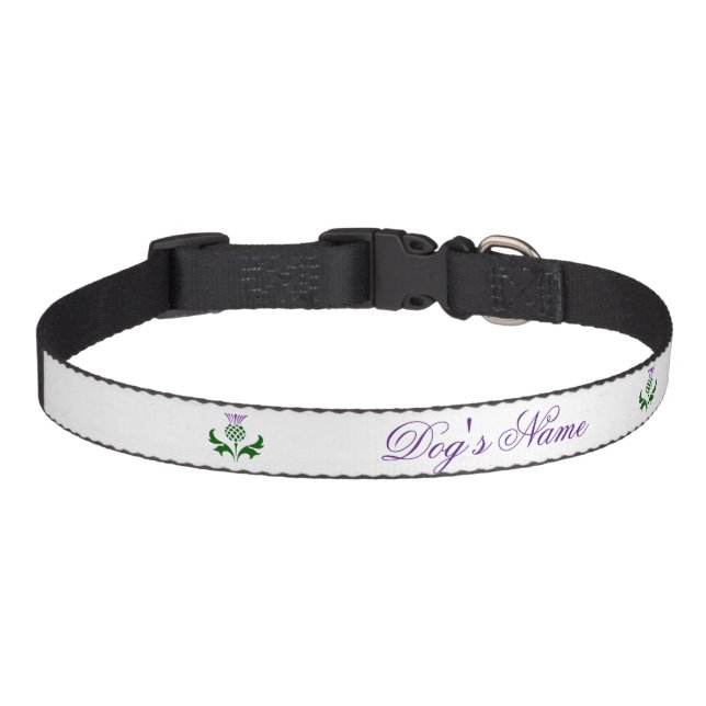 Dog's Name Scottish Thistle Personalize Pet Collar (Front)