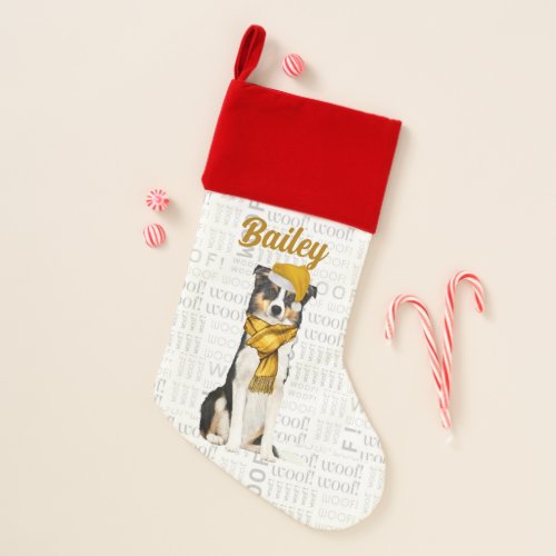 Dogs Name Tri Colored Australian Shepherd Christmas Stocking