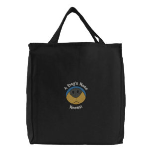 Dog's Nose Embroidered Tote Bag