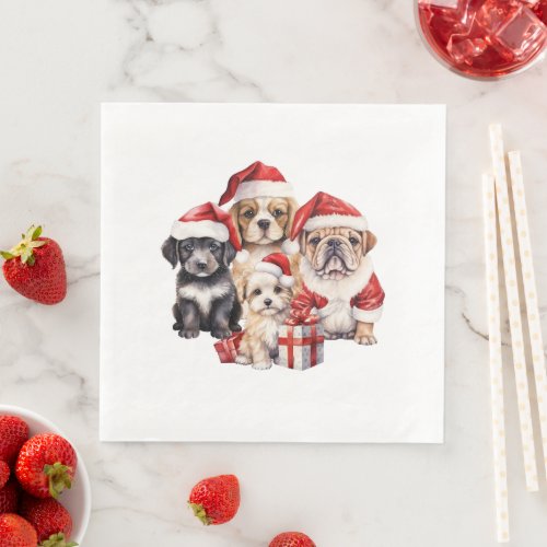 Dogs of Christmas cute dog lover  Paper Dinner Napkins