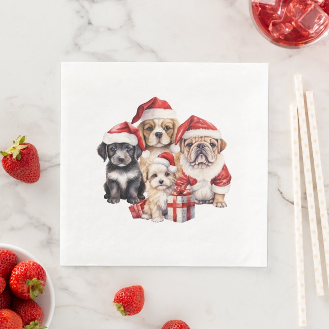 'Dogs of Christmas' cute dog lover  Paper Dinner Napkins (Insitu)