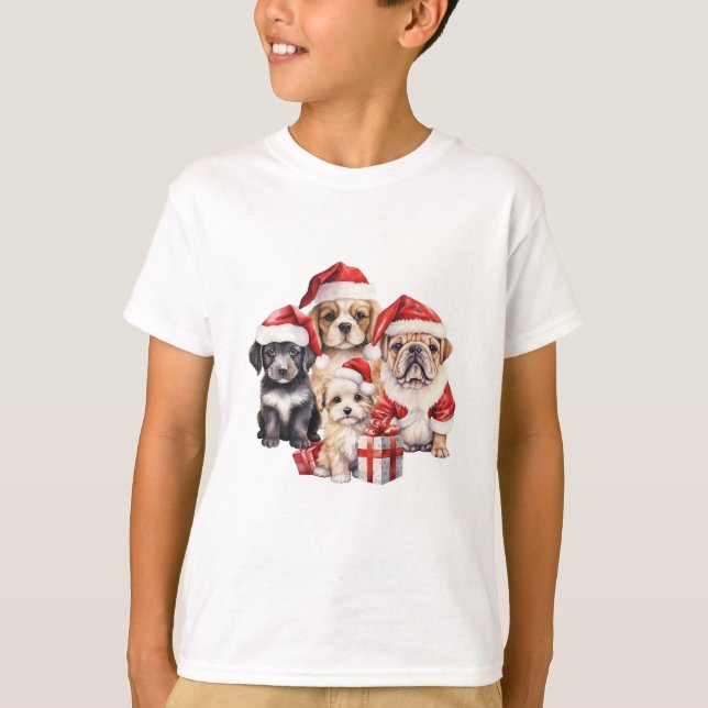 'Dogs of Christmas' cute dog lover  T-Shirt (Front)