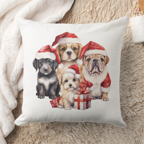 Dogs of Christmas cute dog lover  Throw Pillow