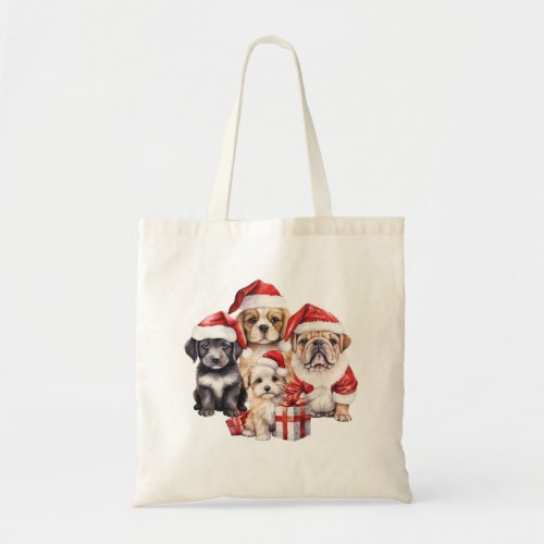 Dogs of Christmas cute dog lover tote bag