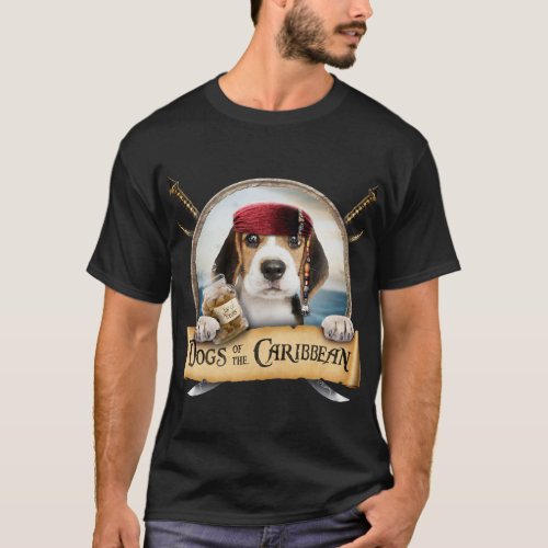 Dogs of the Caribbean _ Funny Beagle Puppy Pirate T_Shirt