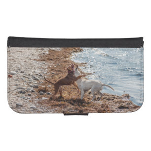 Dogs on beach phone wallet