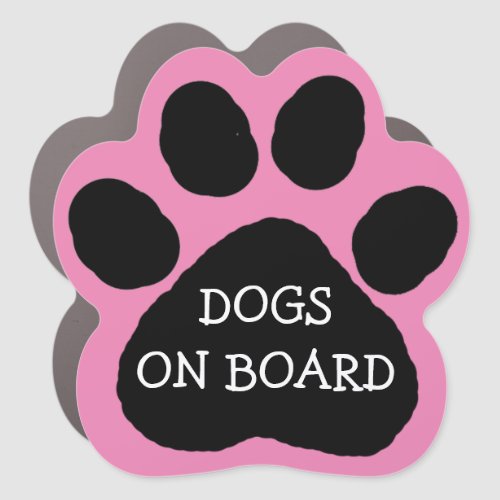 Dogs on Board Pink Paw Print Car Magnet