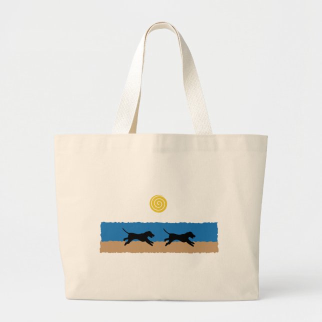 Dogs on the Beach Large Tote Bag (Front)