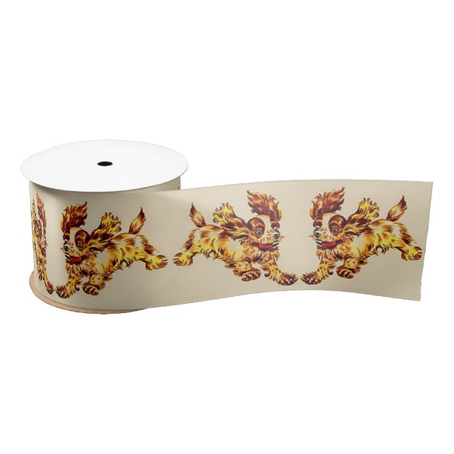 dogs on the run satin ribbon (Spool)