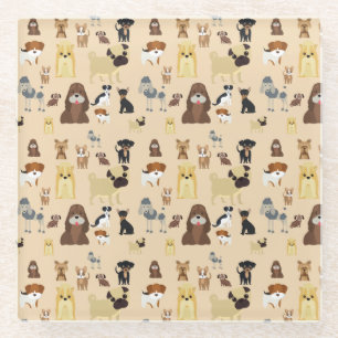 dogs pattern glass coaster
