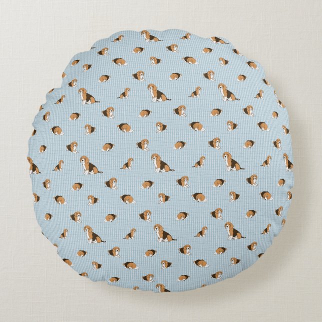 Dogs pattern round pillow (Front)