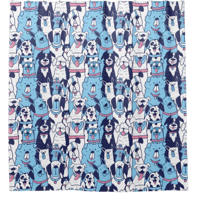 Dogs Pattern Shower Curtain (Front)