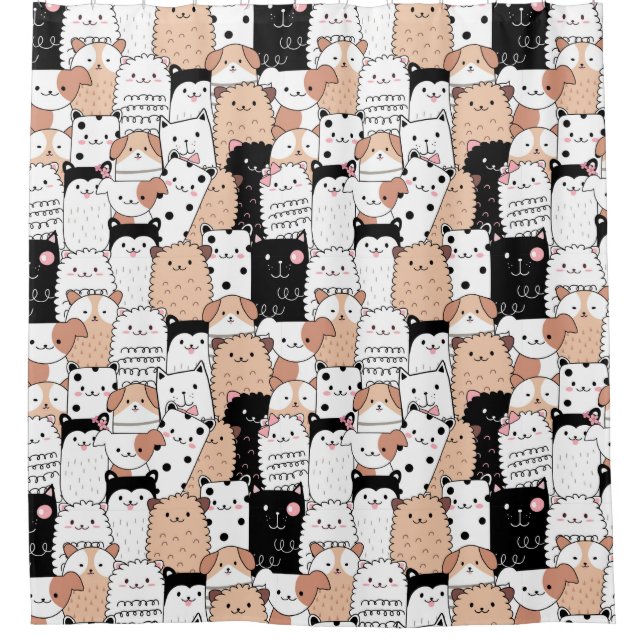 Dogs Pattern Shower Curtain (Front)