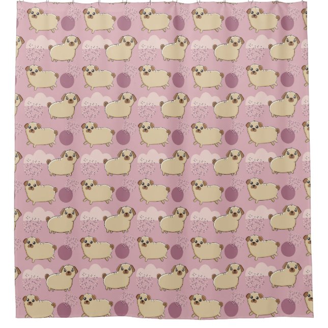 Dogs Pattern Shower Curtain (Front)