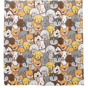 Dogs Pattern Shower Curtain