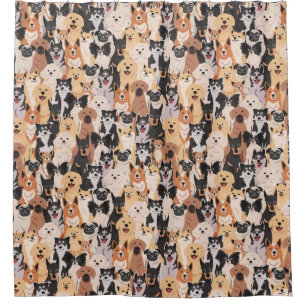Dogs Pattern Shower Curtain