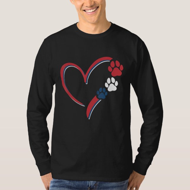 Dogs Paw American Flag Love Heart Dog Patriotic 4t T-Shirt (Front)