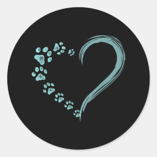 Dogs Paw Print Heart Dog Mom Classic Round Sticker