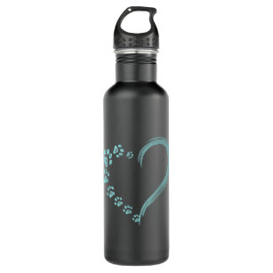 Dog Mom Custom Name Water Bottle Heart Dog Paw Print 32 Oz Personalized  Stainless Steel Insulated Water Bottles for Adults Older Kids 